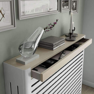 Modern Floating Radiator Heater Cover NORDIC STRIPE Metal Box design with wooden drawers Ref RCNR230-Radiator Covers > Floting Radiator Cabinets > Drawer Radiator Cover > Modern Radiator Covers > Designer Radiator Covers > Custom Made Heater Cover > Wall Mounted Covers > Made toMeasure Radiator Cover-RadiatorCoversShop.com