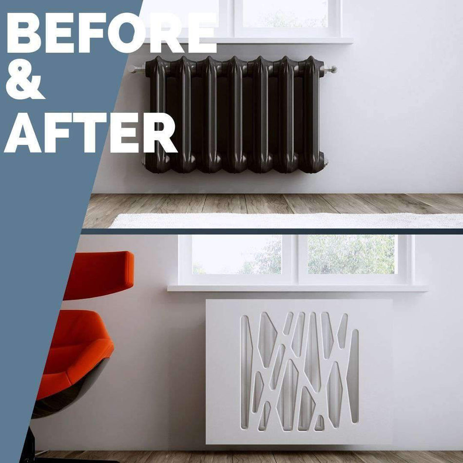 Bespoke Radiator Heater Cover Futuristic GEO White Satin Matt & Gloss ...