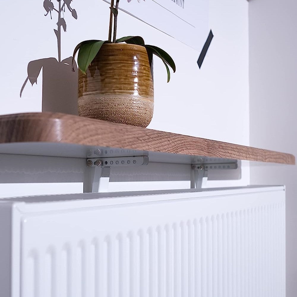 Heavy Duty Radiator Shelf Bracket Drill Free Installation White Metal