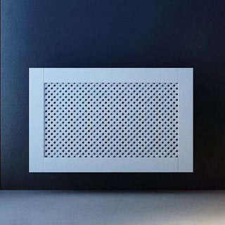 Classic White Floating Radiator Heater Covers with Elegant DIAMOND decorative grille screen panel-Radiator Covers > Panel Radiator Covers > Classic Radiator Covers > Designer Radiator Cover > Custom Made Radiator Covers > Heater Grill Covers > Clip on Panel Covers > Made to Measure Radiator Cover-RadiatorCoversShop.com
