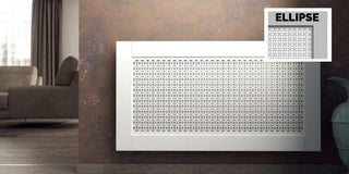 Elegant White Panel Radiator Heater Covers with Classic ELLIPSE decorative grille inset screen-Radiator Covers > Panel Radiator Covers > Classic Radiator Covers > Designer Radiator Cover > Custom Made Radiator Covers > Heater Grill Covers > Clip on Panel Covers > Made to Measure Radiator Cover-RadiatorCoversShop.com