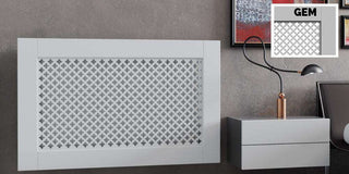 SALE White Framed Clip on Radiator Heater Covers with Classic GEM decorative grille screening panel motif-Radiator Covers > Panel Radiator Covers > Classic Radiator Covers > Designer Radiator Cover > Custom Made Radiator Covers > Heater Grill Covers > Clip on Panel Covers > Made to Measure Radiator Cover-RadiatorCoversShop.com