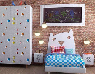 Kids KITTY design single bed decorative Headboard panel for Children’s Bedroom Nursery Playroom-Headboards > Wall Protection > Kids Headboards > Children Bedroom Headboards-RadiatorCoversShop.com