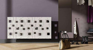 Bespoke Radiator Heater Cover geometric SATURN Design WHITE available in lengths from 70cm to 180cm-Radiator Covers > Panel Radiator Covers > Modern Radiator Covers > Designer Radiator Cover > Custom Made Radiator Covers > Heater Grill Covers > Clip on Panel Covers > Made to Measure Radiator Cover-RadiatorCoversShop.com