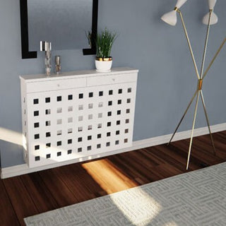 Modern Floating Radiator Heater Cover GEOMETRIC SQUARES Cabinet Box with wooden drawers RCGE243DR-Radiator Cabinets > Heater Boxes > Radiator Enclosure > Radiator Casing > Radiator Enclosure > Custom Made Radiator Cabinets > Radiator Screens > Radiator Topper > Radiator Cabinet with drawer-RadiatorCoversShop.com
