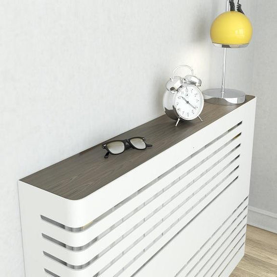 Corner Radiator Top Modern Floating White Radiator Heater Cover NORDIC CORNER LINE design ...