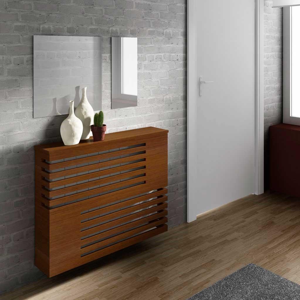 Modern Floating White Radiator Heater Cover Geometric Line design Shelf ...