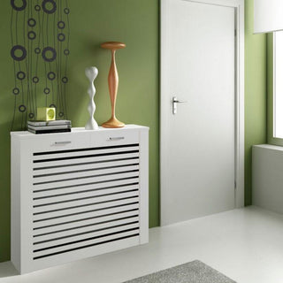 TWO Luxury Floating Radiator Heater Cover Framed Lines Panel Cabinet Box  Design with integrated top shelf RCLL121 –