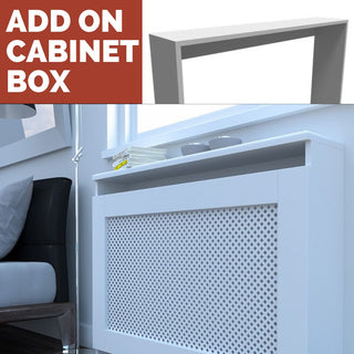 ADD ON Cabinet Box for CLASSIC White Radiator Heater Covers-Radiator Covers > Classic Radiator Covers > Designer Radiator Cover > Custom Made Radiator Covers > Heater Grill Covers > Removable Covers > Made to Measure Radiator Cover > Floating Radiator Covers-RadiatorCoversShop.com