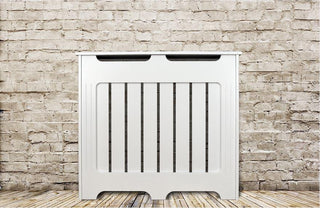 Elegant White Removable Radiator Heater Covers with Classic VERTICAL SLATS decorative grille screening panel-Radiator Covers > Classic Radiator Covers > Designer Radiator Cover > Custom Made Radiator Covers > Heater Grill Covers > Removable Covers > Made to Measure Radiator Cover > Floating Radiator Covers-RadiatorCoversShop.com